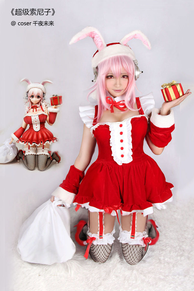 [cosplay]圣诞福利！萌妹千夜未来COS胸器超级索尼子[二次元cos]