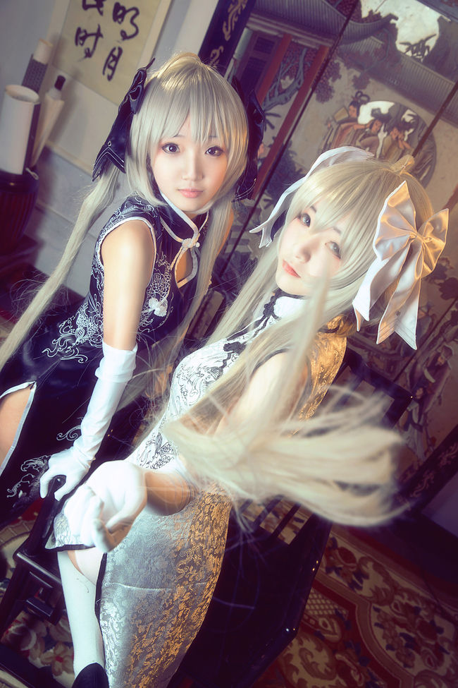 [cosplay]+缘之空+黑白穹妹旗袍[二次元cos]
